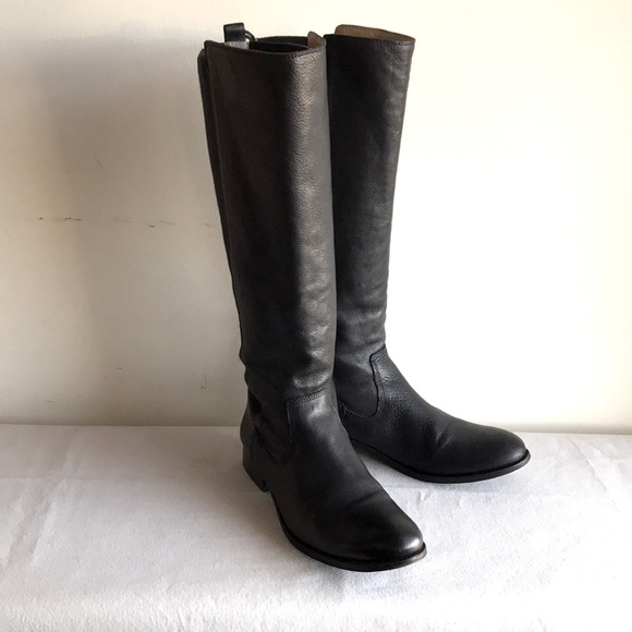 Frye Shoes - Frye boots sz 9.5 Equestrian black leather knee high low heel stretchy gussets